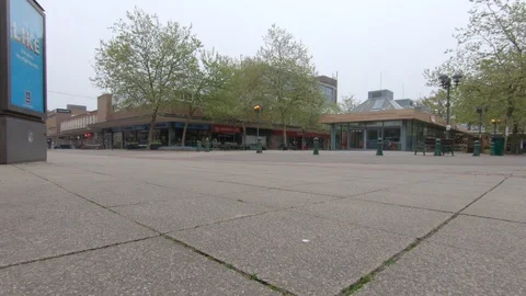 Quiet and Eerie as lockdown in Solihull Town Centre is enforced Video stock 129170281