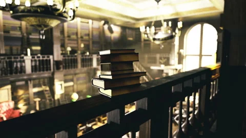 Quiet atmosphere with handwritten notes and detailed book spines Stock Footage 340665683