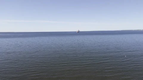 Quiet Baltic horizon with distant ferry Stock Footage 332307701