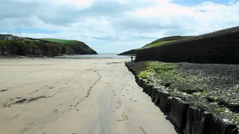 Quiet beach with hills Stock Footage 236711687