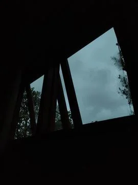 Quiet Dawn Outside Seen Through Condensed Window Glass Stock Photos