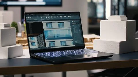 Quiet empty office space in a modern real estate development firm Stock Photos