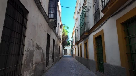 Quiet empty street in historic old town, Jerez de la Frontera, Spain Stock Footage 341663636