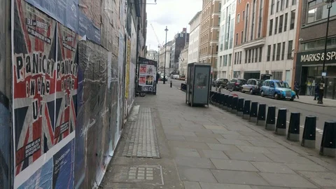 QUIET EMPTY STREETS SOHO CENTRAL LONDON DURING LOCKDOWN, 4K Stock Footage 126707866