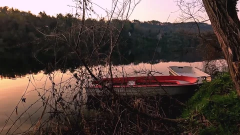 A quiet evening at sunset on the Ticino Stock Footage 317553862