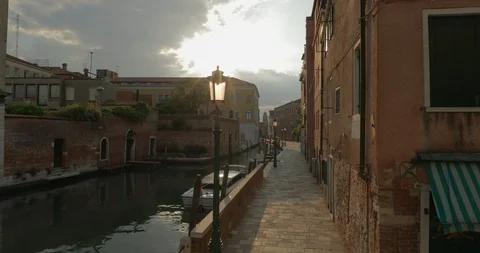 Quiet everyday scene of empty streets in Venice, Italy Stock Footage 99120273