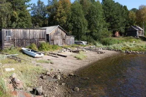 The quiet harbor on the river Foto stock