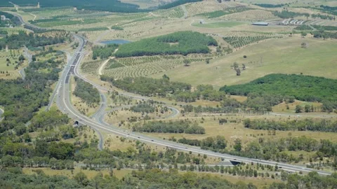 Quiet highway from distance. High angle. 4K Stock Footage 145886934