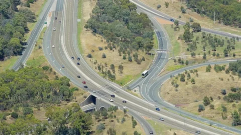 Quiet highway from distance. High angle. 4K Stock Footage 145886936