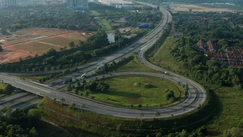 Quiet highway intersection during COVID-19 outbreak, Putra Heights Stock Footage 127016054