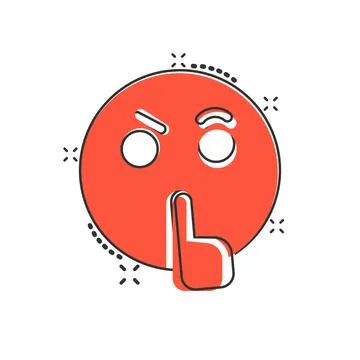 Quiet icon in comic style. Silence cartoon vector illustration on isolated ba Illustrazione stock