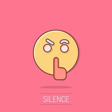 Quiet icon in comic style. Silence cartoon vector illustration on isolated .. Stock Illustration