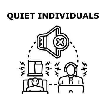 Quiet individuals experiencing peaceful environment and sound reduction Stock Illustration