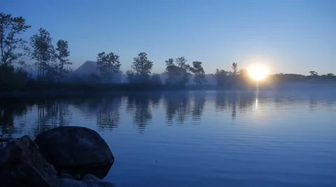 Quiet lake with a barn 스톡 동영상 68933527