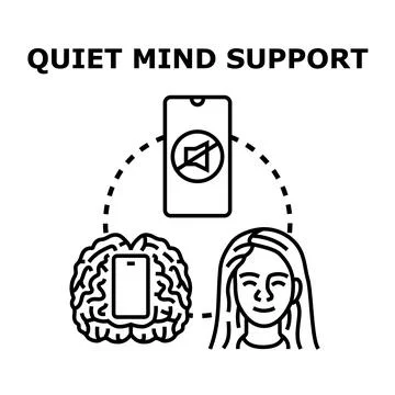 Quiet mind support concept developing mental wellbeing for peace Stock Illustration