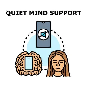 Quiet mind support concept developing mental wellbeing for peace Stock Illustration