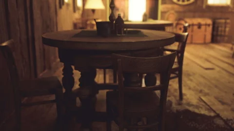 Quiet night tavern. Late evening establishment emitting gentle illumination Stock Footage 340666207