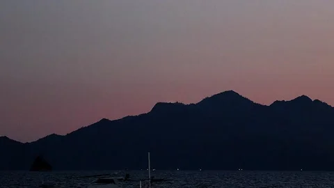 Quiet Night View of World Heritage Miyajima After Sunset with Fishing Boat,4K 库存影片 344527795