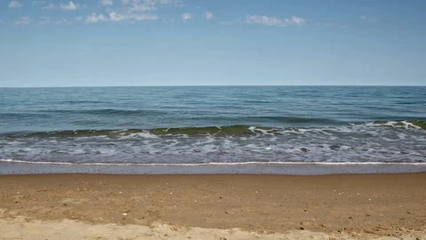 Quiet Ocean Waves on a Calm Sandy Beach Stock Footage 311139141