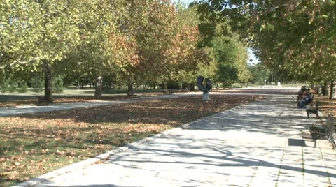 Quiet park at autumn Stock Footage 8693453