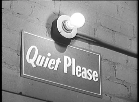 QUIET PLEASE SIGN / FLASHING LIGHT BULB (1950s) Stock Footage 160105081