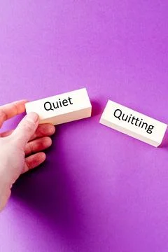 Quiet quitting work time is out, get up and go, do nothing beyond job duties Stock Photos
