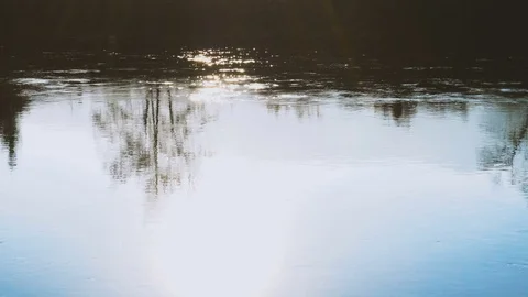 Quiet river and reflections at sunset Stock-Footage 70739002