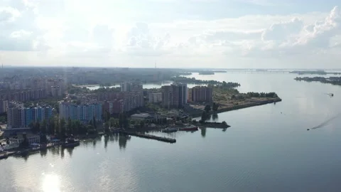 Quiet river Dnieper. Clouds in the summer over the water. Stock Footage 133412381
