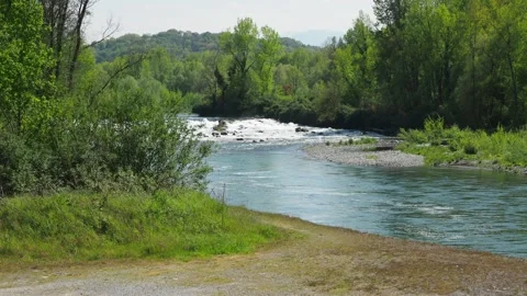 Quiet river scene in the middle of nature Stock Footage 152461095