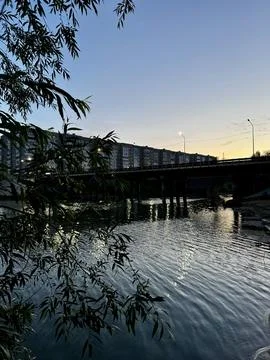 Quiet River in Soft Evening Light Foto stock