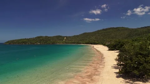 Quiet Sandy Beach and Calm Turquoise Bay in Palawan Stock-Footage 335647472