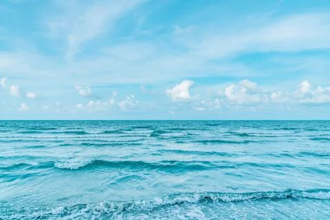 Quiet sea views with white cloud and blue sky relaxing concept,beautiful tr.. Stock Photos