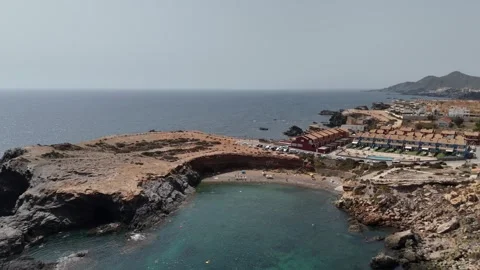 Quiet Secluded Beach at Cabo de Palos, Aerial View 스톡 동영상 323303974