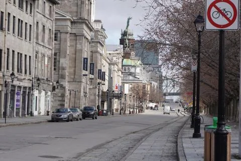 A quiet street in the morning in Montreal Stock Photos