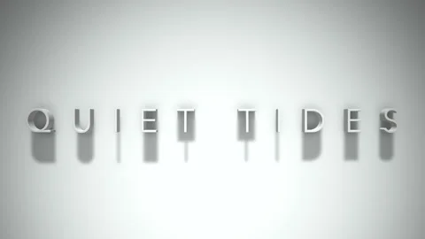 Quiet Tides 3D title animation with shadows on a white background Stock Footage 296712132