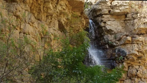 Quiet Valley Waterfall and Stream Minimalist Natural Scene Stock Footage 320708103