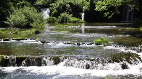 Quiet waterfall in the summer Video stock 47992867