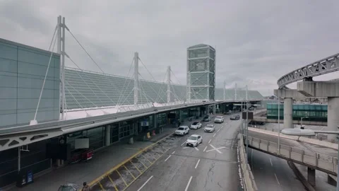 Quiet winter day at the Toronto pearson international airport passenger drop off Stock Footage 298320516