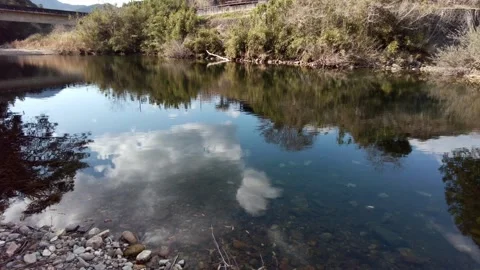 Quiet Winter Flow of the Ochi River in Toei, Aichi, Japan Stock Footage 334163311