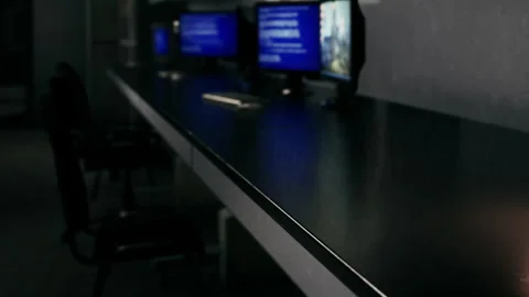 Quiet Workspace With Computers Reflecting a Peaceful Atmosphere Stock Footage 348722185