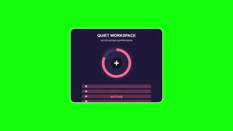 Quiet Workspace Notification Suppression Active Green Screen Overlay 스톡 동영상 345123101