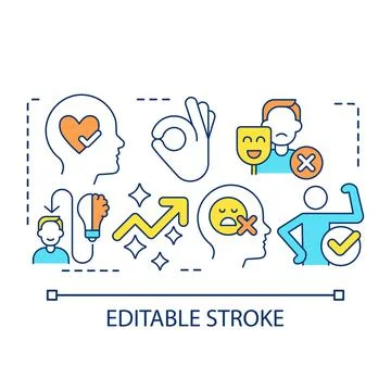 Quiet your inner critic concept icon Stock Illustration