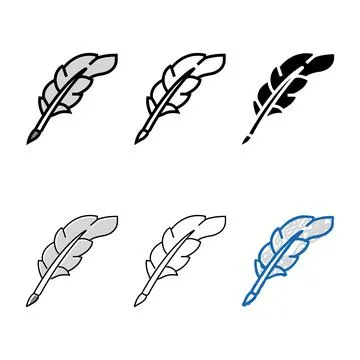 Quill feather minimal soft fluffy color icon vector Stock Illustration