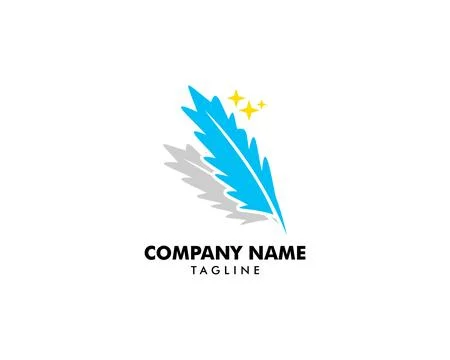 Quill Feather Pen Logo design vector template Stock Illustration