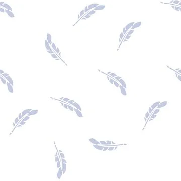 Quill feather soft fluffy glyph seamless pattern Stock Illustration