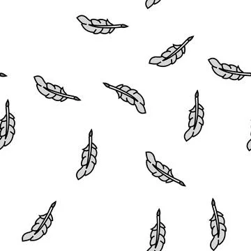 Quill feather soft fluffy vector seamless pattern Stock Illustration