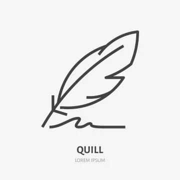 Feather quill pen symbol. Vector illustration isolated on white background.  Suitable for web design. Stock Vector