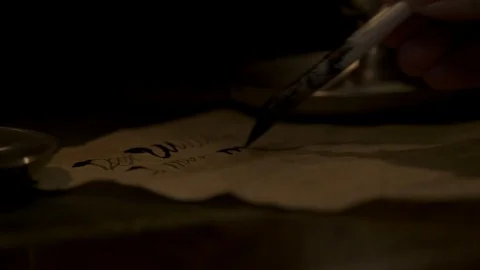 Quill, ink, and parchment Stock Footage 101111744