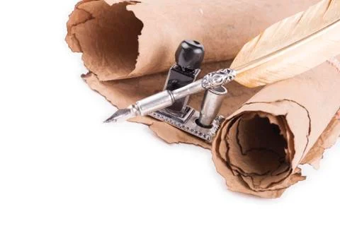 Quill ink on a white background Foto stock