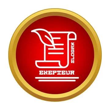 Quill pen writing scroll slogan concept icon Stock Illustration